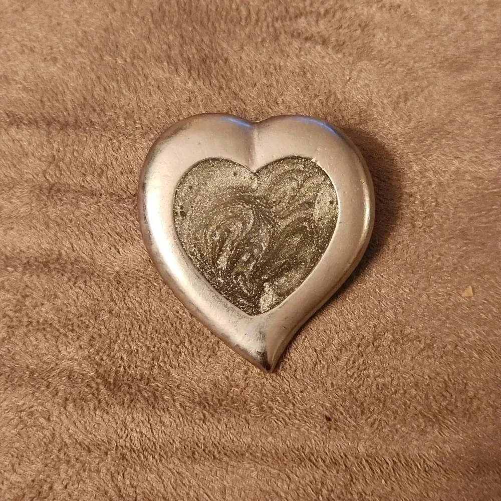 Vintage Heart Shape Silver Brooch Pin